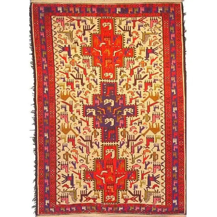 Hand-Knotted Moghan Kilim 4'5" X 3'4" zandirugs